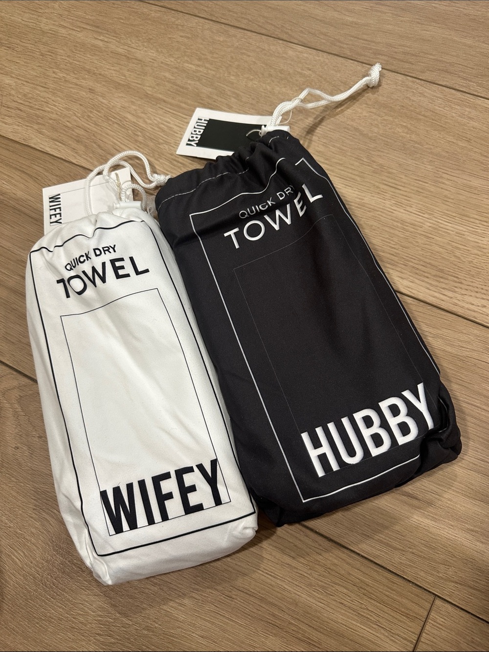 Wifey & Hubby Quick Dry Towels - Black & White